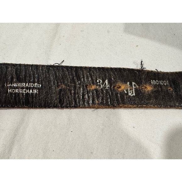 Vintage Horsehair Belt Mens Size 34 Black Leather Braided Unisex main image 4